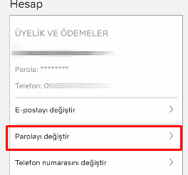 netflix şifre değiştirme