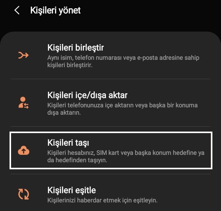 Kişileri Android'den iPhone'a aktarma