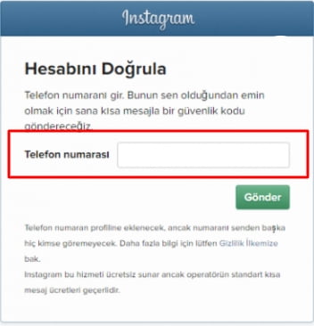 Instagram güvenlik kodu telefona gelmiyor