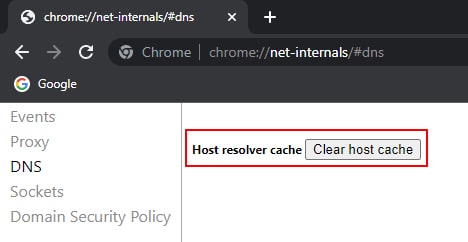 Google Chrome DNS Önbelleğini Temizleme